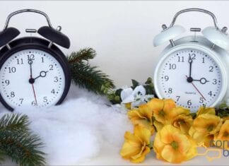 clocks illustrating the arrival of daylight savings time.