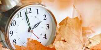 THE END OF DAYLIGHT SAVINGS TIME. AUTUMN CLICK SHOWING TWO O'CLOCK.