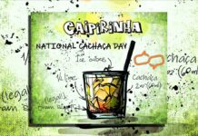 National Cachaca Day . A lime green graphic showing how to make the perfect caipirinha cocktail.