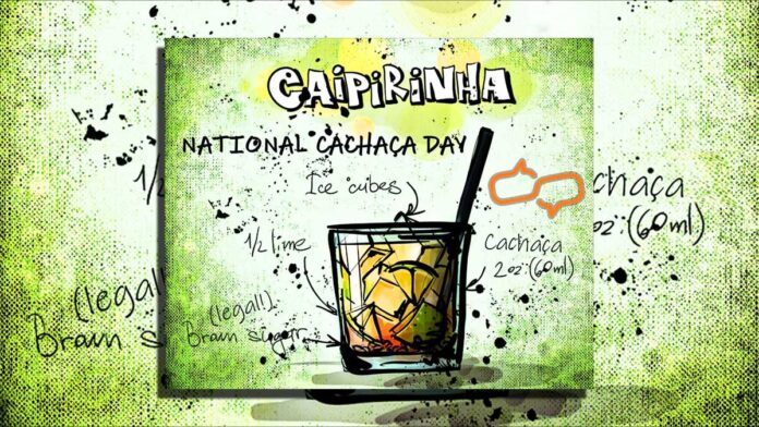 National Cachaca Day . A lime green graphic showing how to make the perfect caipirinha cocktail.