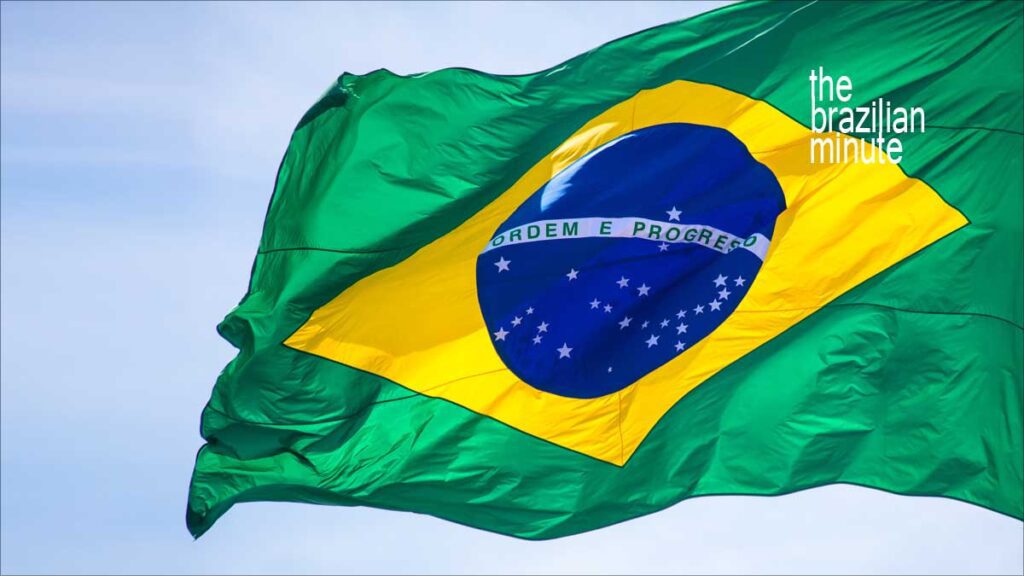 Brazilian Day Bicentennial Showcase! Brazil's National Flag waving in a clear blue sky.
