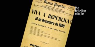 Newspaper headline explaining Brazil's Republic Day