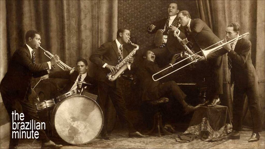 Explaining Choro and Pixinguinha. Pixinguinha and Oito Batutas posing for a publicty photo for RCA Victor Brasil, circa 1923. Pixinguinha is the Tenor Saxophone player, center.